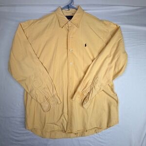 Polo Ralph Lauren Mens Yellow Cotton Twill Button Down Shirt Size 20 Long Sleeve